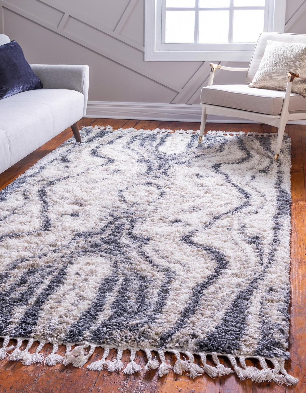 Cozy Cove Shag Collection Area Rug -  Seabreeze Rectangle Gray  lifestyle 4