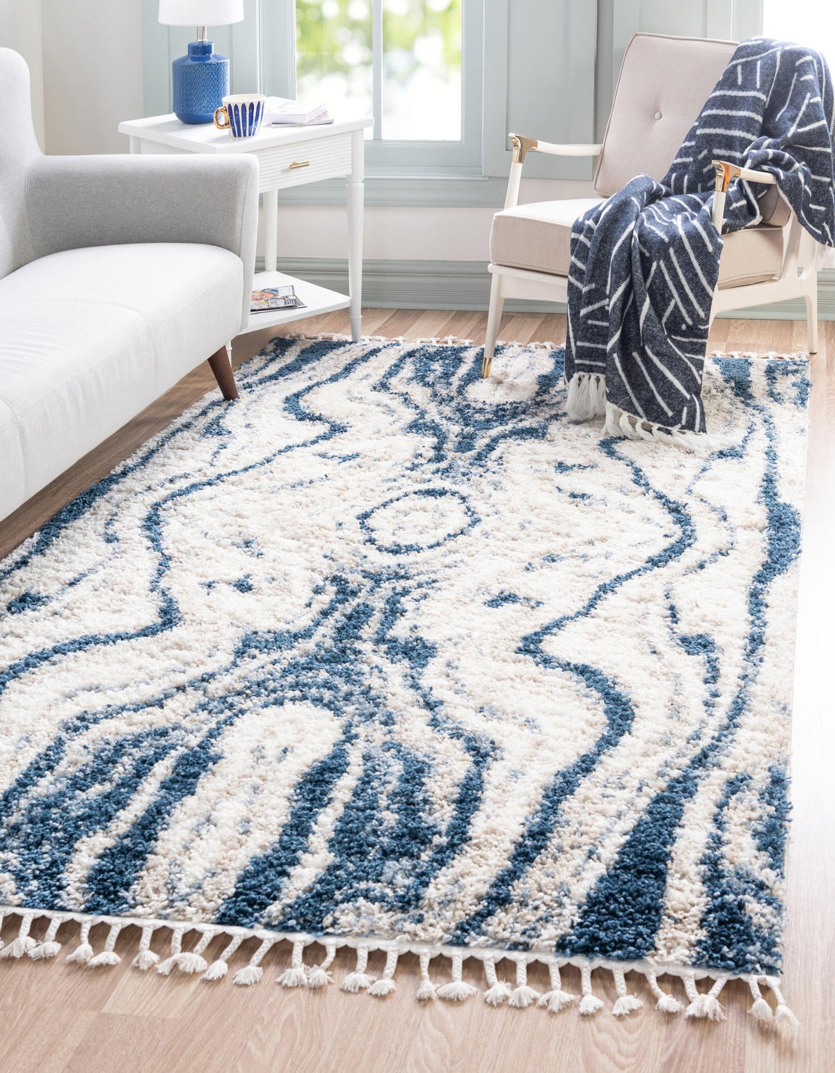 Cozy Cove Shag Collection Area Rug -  Seabreeze Rectangle Blue  lifestyle 3