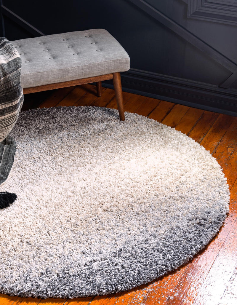 Cozy Cove Shag Collection Area Rug -  Lagoon Round Gray  lifestyle 32