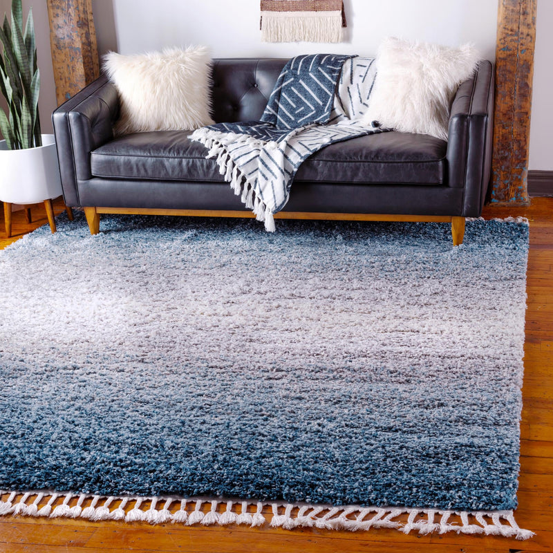 Cozy Cove Shag Collection Area Rug -  Lagoon Square Blue  lifestyle 31