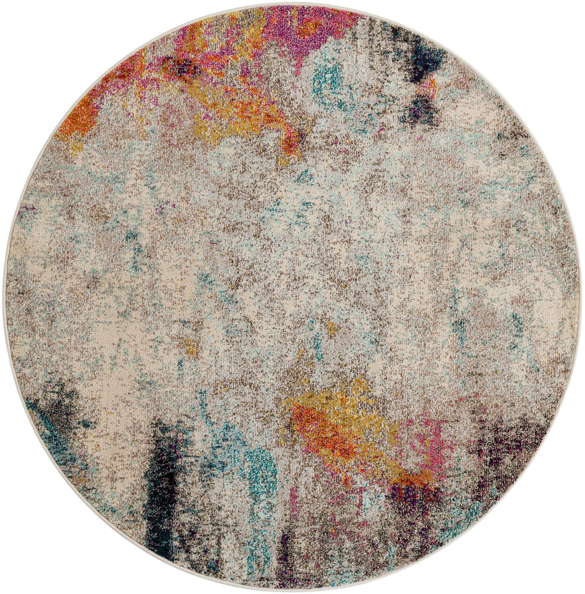 Chromatic Oasis Collection Area Rug -  Azure Round Beige  lifestyle 58
