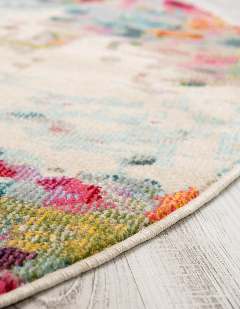 Chromatic Oasis Collection Area Rug -  Blush Round Multi  lifestyle 27