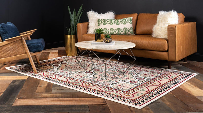 Kashkai Retreat Collection Area Rug - Shiraz Rectangle Ivory  lifestyle 6
