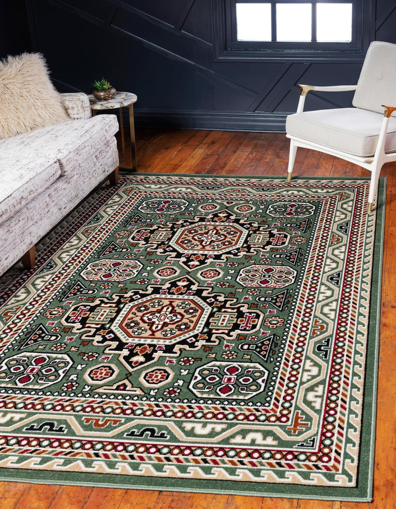 Kashkai Retreat Collection Area Rug - Shiraz Rectangle Green  lifestyle 6