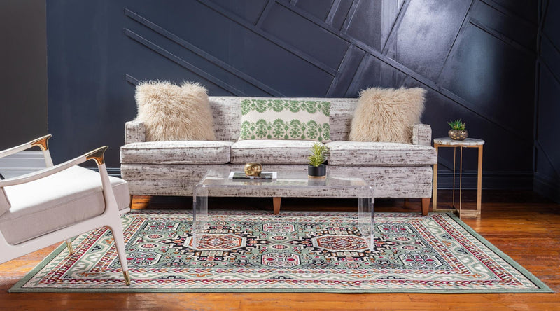 Kashkai Retreat Collection Area Rug - Shiraz Rectangle Green  lifestyle 16