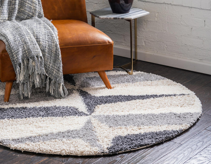 Cozy Cove Shag Collection Area Rug -  Tidewater Round Gray  lifestyle 46
