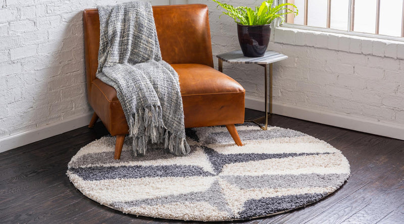 Cozy Cove Shag Collection Area Rug -  Tidewater Round Gray  lifestyle 52