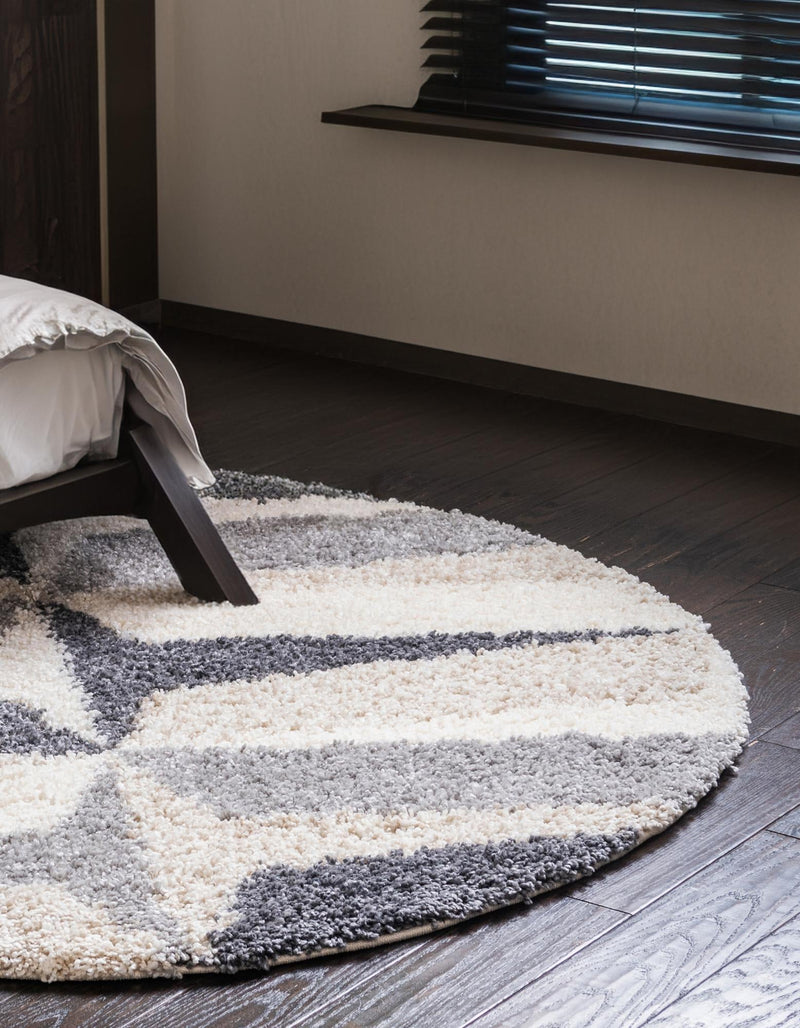 Cozy Cove Shag Collection Area Rug -  Tidewater Round Gray  lifestyle 53