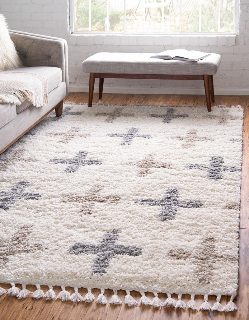 Cozy Cove Shag Collection Area Rug -  Driftwood Rectangle Ivory  lifestyle 2