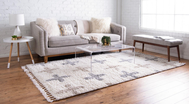 Cozy Cove Shag Collection Area Rug -  Driftwood Rectangle Ivory  lifestyle 3