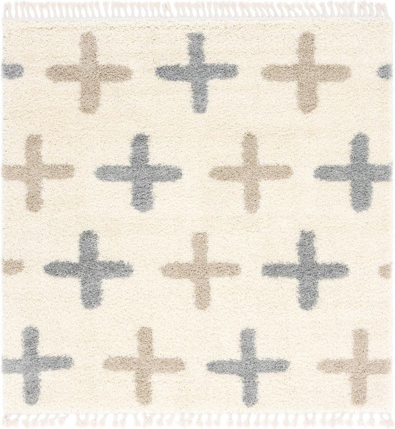 Cozy Cove Shag Collection Area Rug -  Driftwood Square Ivory  lifestyle 11