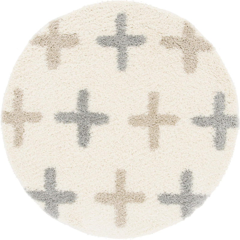 Cozy Cove Shag Collection Area Rug -  Driftwood Round Ivory  lifestyle 12