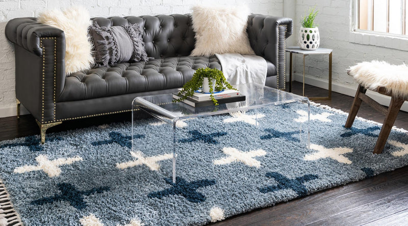 Cozy Cove Shag Collection Area Rug -  Driftwood Rectangle Blue  lifestyle 7