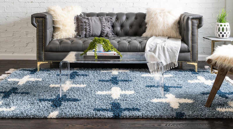 Cozy Cove Shag Collection Area Rug -  Driftwood Rectangle Blue  lifestyle 10
