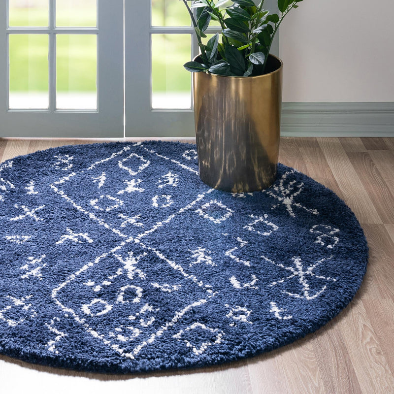 Casablanca Comfort Collection Area Rug - Sahara Round Navy Blue  lifestyle 42