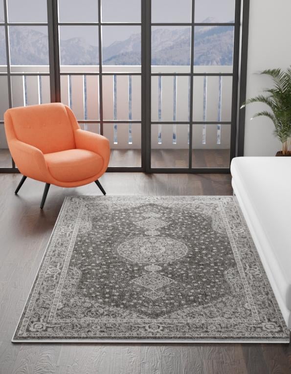 Dover Terrace Collection Area Rug - Marina (Dark Gray) Rectangle Dark Gray  lifestyle 4