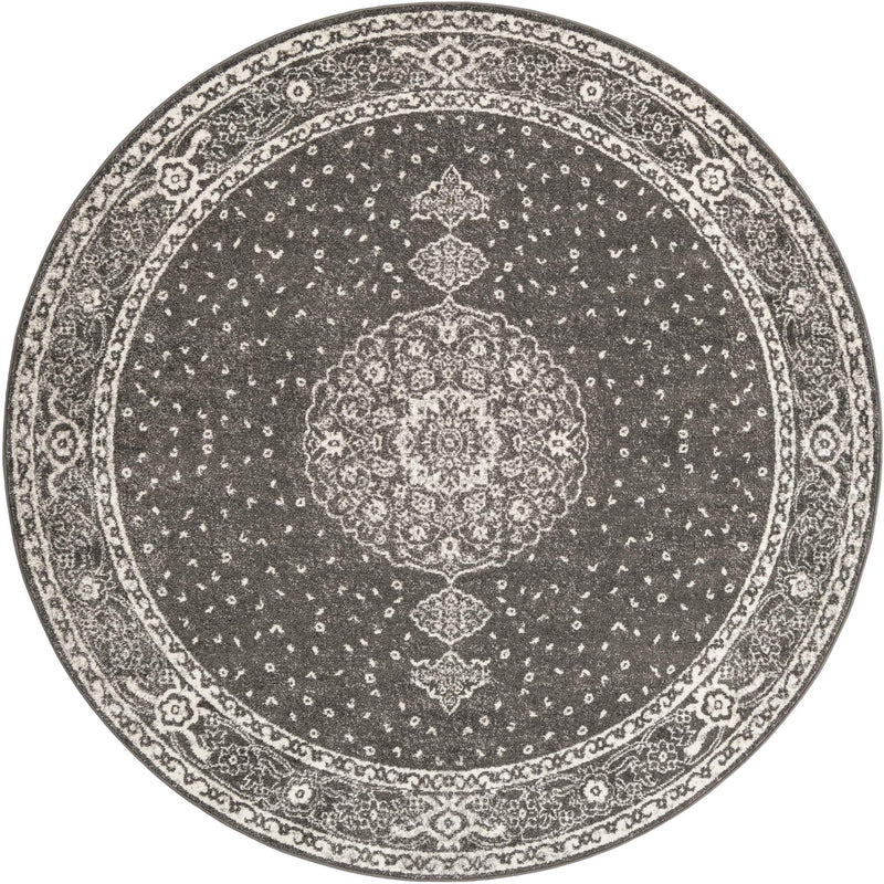 Dover Terrace Collection Area Rug - Marina (Dark Gray) Round Dark Gray Main