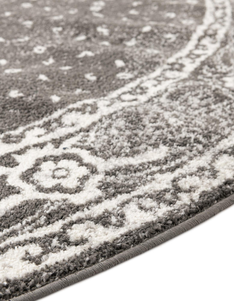 Dover Terrace Collection Area Rug - Marina (Dark Gray) Round Dark Gray  lifestyle 16