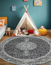 Dover Terrace Collection Area Rug - Marina (Dark Gray) Round Dark Gray  lifestyle 34
