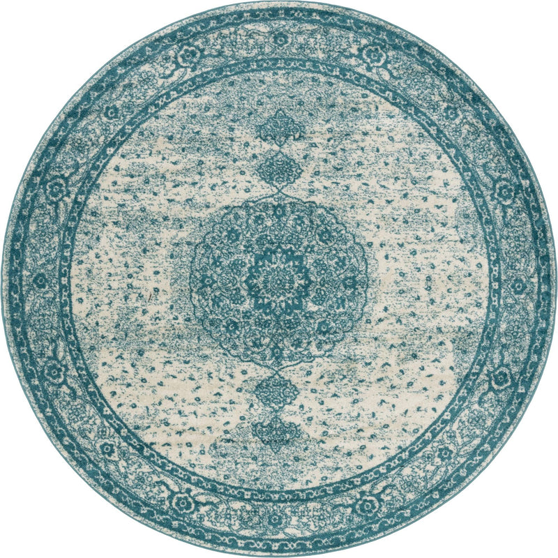 Dover Terrace Collection Area Rug - Marina (Turquoise) Round Turquoise Main