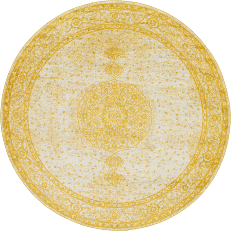 Dover Terrace Collection Area Rug - Marina (Yellow) Round Yellow Main