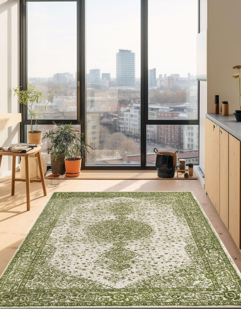 Dover Terrace Collection Area Rug - Marina (Green) Rectangle Green  lifestyle 7