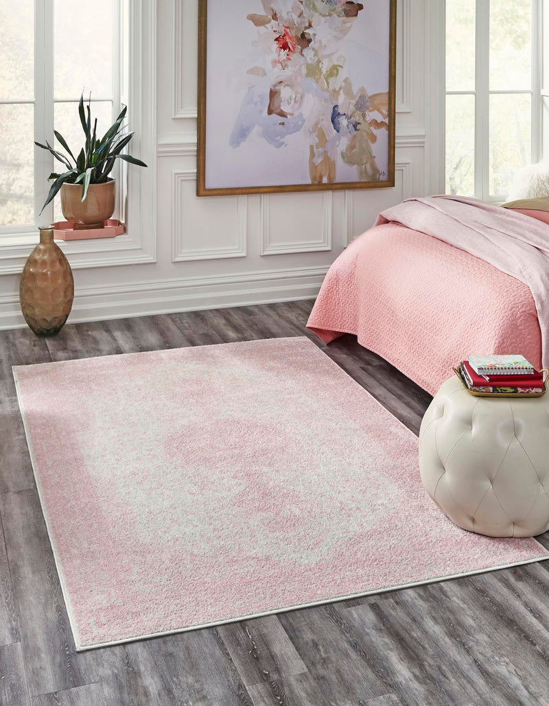 Dover Terrace Collection Area Rug - Marina (Pink) Rectangle Pink  lifestyle 0