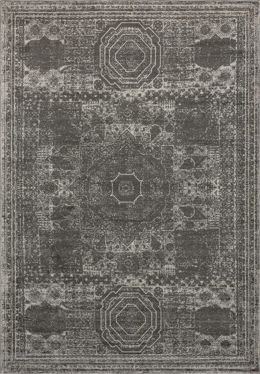 Dover Terrace Collection Area Rug -  Lagoon (Dark Gray) Rectangle Dark Gray Main
