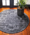 Dover Terrace Collection Area Rug -  Lagoon (Dark Gray) Round Dark Gray  lifestyle 0