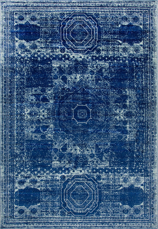 Dover Terrace Collection Area Rug -  Lagoon (Navy Blue) Rectangle Navy Blue Main