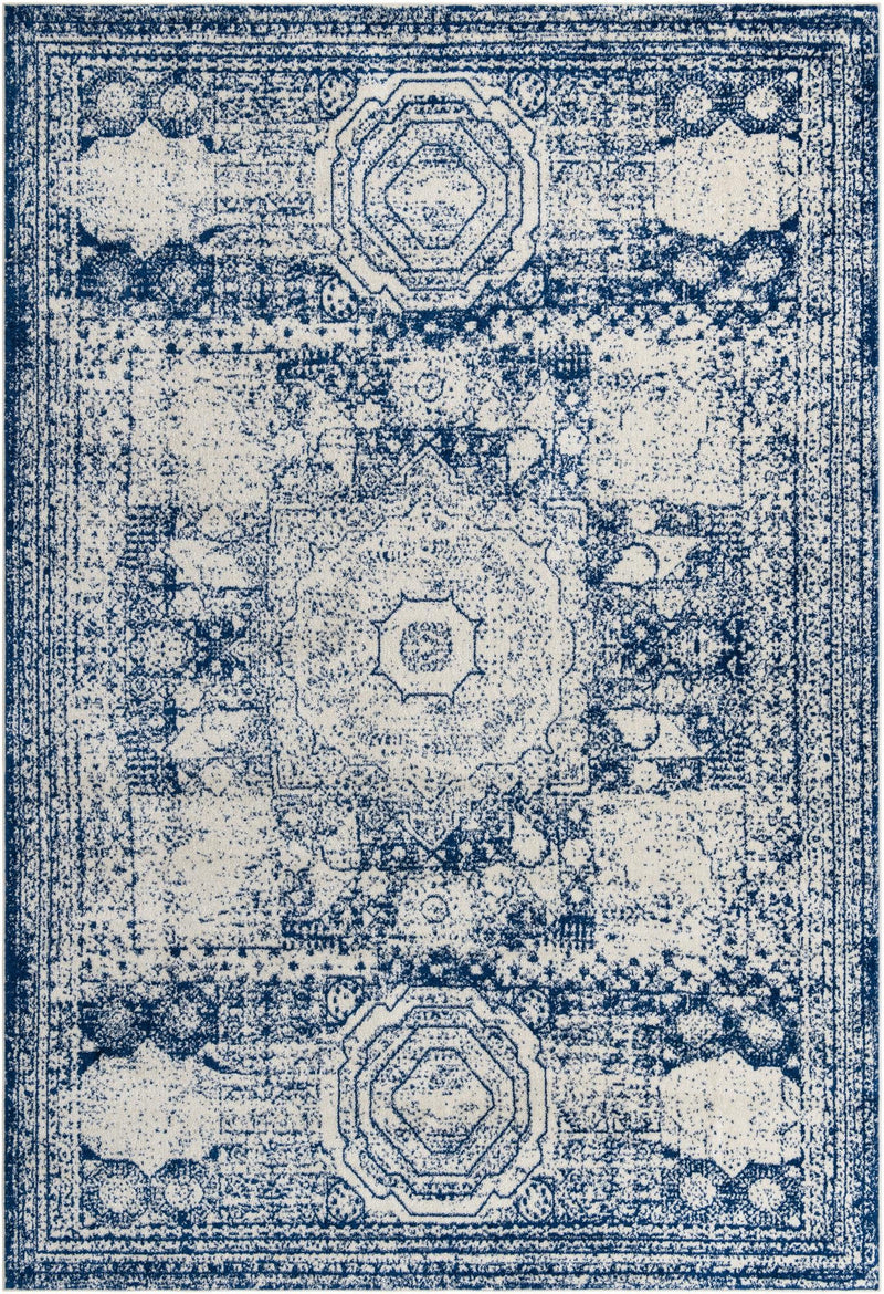 Dover Terrace Collection Area Rug -  Lagoon (Ivory and Blue) Rectangle Ivory and Blue Main