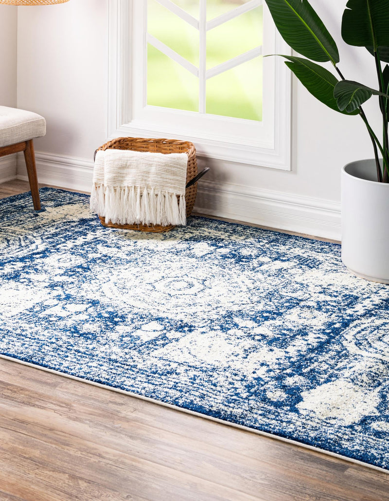 Dover Terrace Collection Area Rug -  Lagoon (Ivory and Blue) Rectangle Ivory and Blue  lifestyle 3
