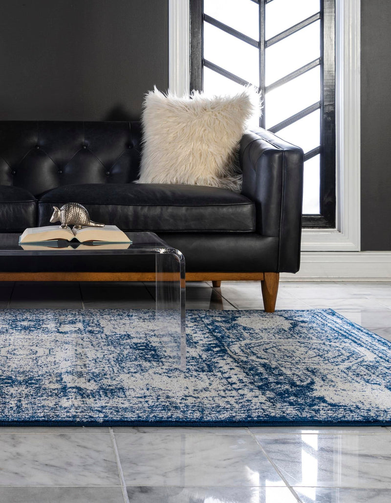 Dover Terrace Collection Area Rug -  Lagoon (Ivory and Blue) Rectangle Ivory and Blue  lifestyle 5