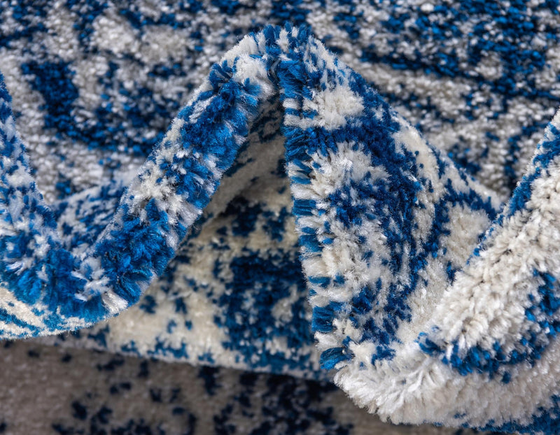 Dover Terrace Collection Area Rug -  Lagoon (Ivory and Blue) Round Ivory and Blue  lifestyle 16