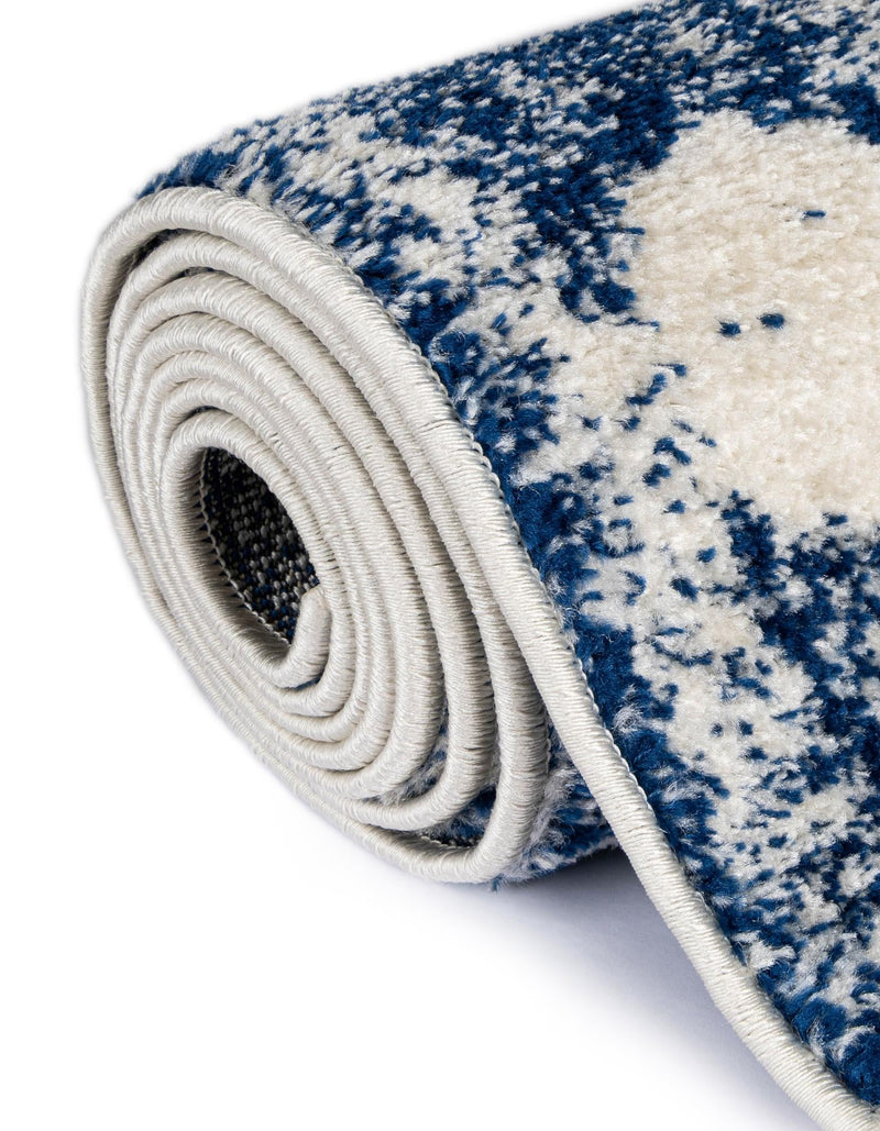Dover Terrace Collection Area Rug -  Lagoon (Ivory and Blue) Round Ivory and Blue  lifestyle 32