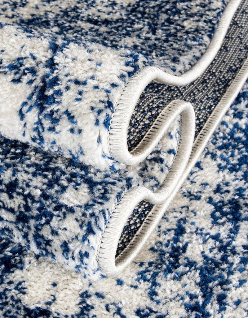 Dover Terrace Collection Area Rug -  Lagoon (Ivory and Blue) Round Ivory and Blue  lifestyle 34