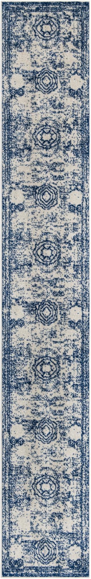 Dover Terrace Collection Area Rug -  Lagoon (Ivory and Blue) Runner Ivory and Blue Main