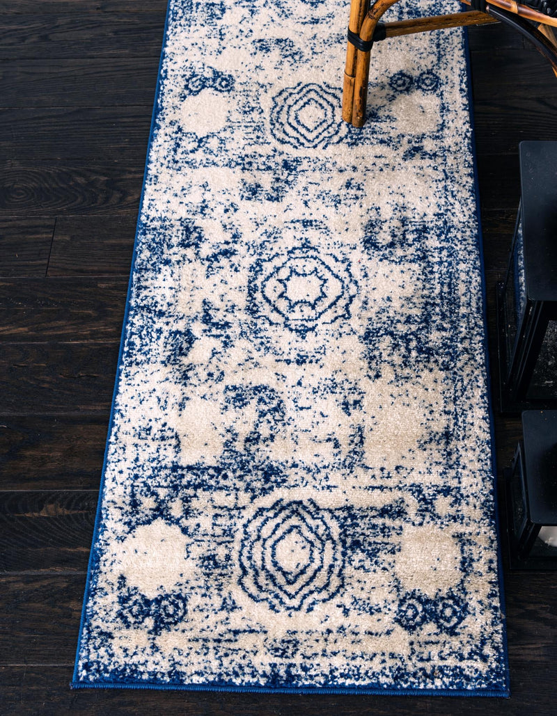 Dover Terrace Collection Area Rug -  Lagoon (Ivory and Blue) Runner Ivory and Blue  lifestyle 0