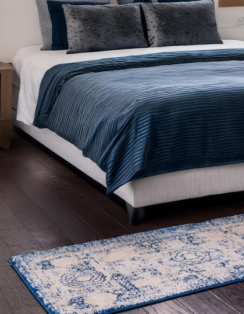 Dover Terrace Collection Area Rug -  Lagoon (Ivory and Blue) Runner Ivory and Blue  lifestyle 4