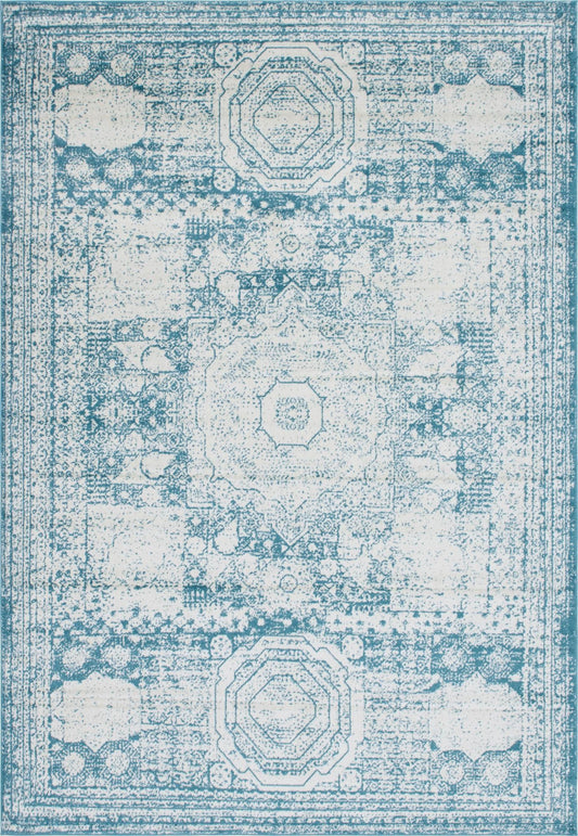Dover Terrace Collection Area Rug -  Lagoon (Turquoise) Rectangle Turquoise Main