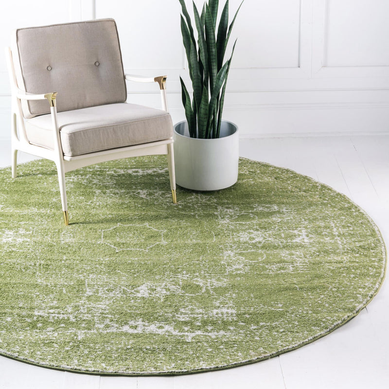 Dover Terrace Collection Area Rug -  Lagoon (Green) Round Green  lifestyle 0