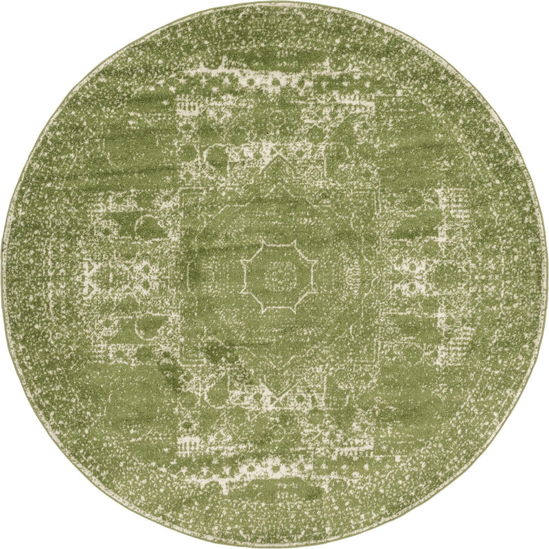 Dover Terrace Collection Area Rug -  Lagoon (Green) Round Green Main