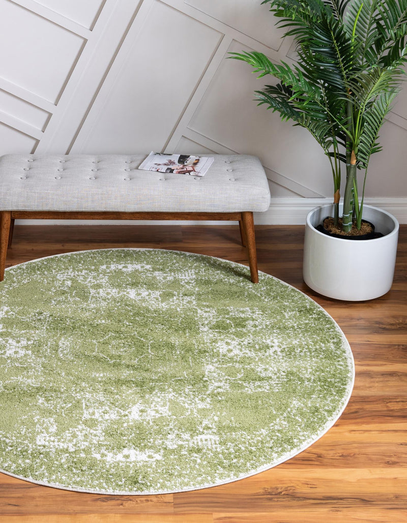 Dover Terrace Collection Area Rug -  Lagoon (Green) Round Green  lifestyle 3