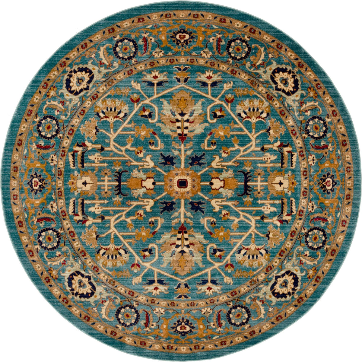 Coastal Haven Collection Area Rug - Seabreeze Round Turquoise  lifestyle 60