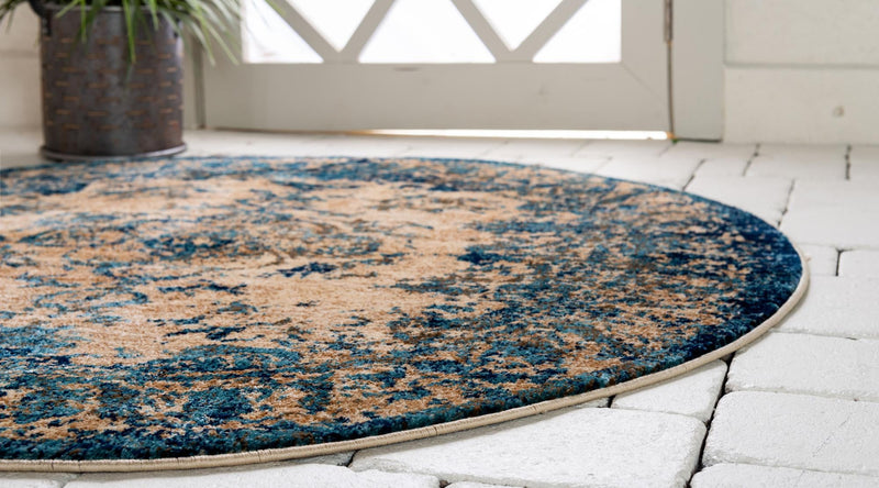 Coastal Haven Collection Area Rug -  Tidepool Round Blue  lifestyle 30