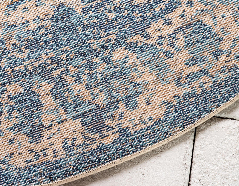 Coastal Haven Collection Area Rug -  Tidepool Round Blue  lifestyle 60