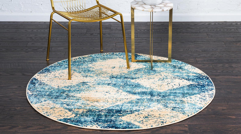 Coastal Haven Collection Area Rug -  Coralreef Round Blue  lifestyle 32