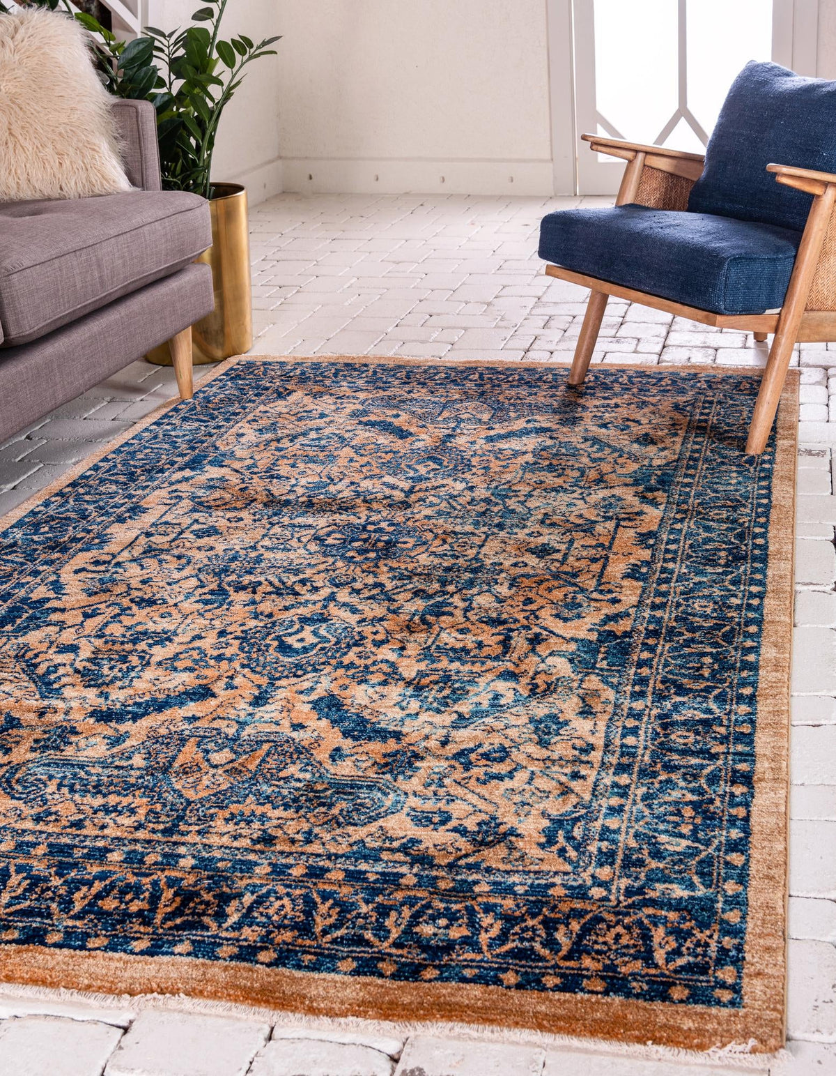 Coastal Haven Collection Area Rug -  Mariner Rectangle Orange  lifestyle 2