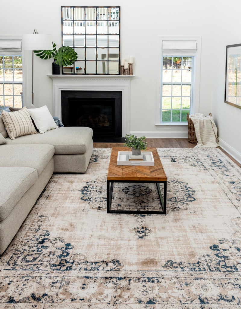 Heirloom Harbor Collection Area Rug - Heritage Rectangle Beige and Blue  lifestyle 52
