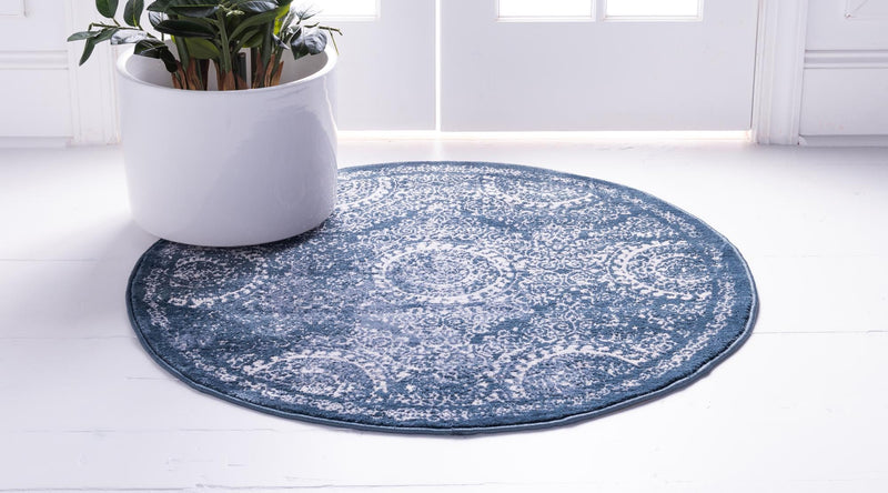 Heirloom Harbor Collection Area Rug -  Marina Round Dark Blue  lifestyle 51